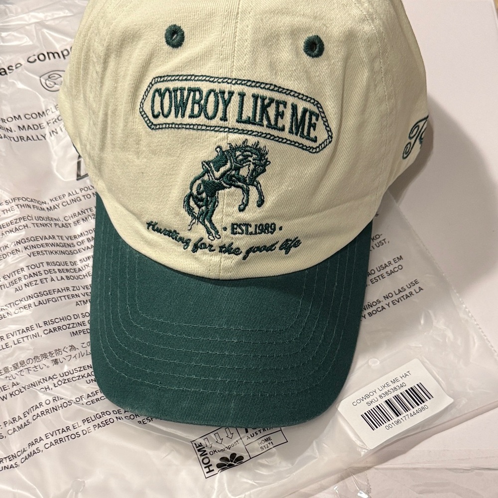 Taylor Swift Cowboy Like Me Cream and Green Baseball Cap